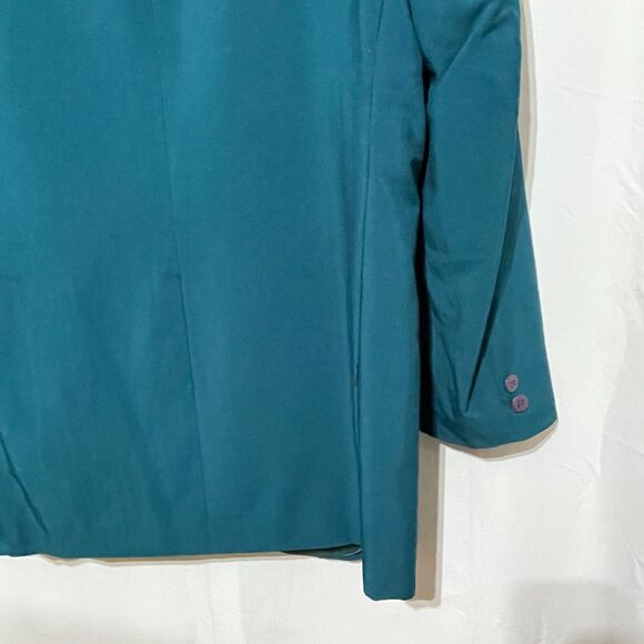 Vintage Oversized Blazer Co-ord Suit Matching Set Teal High Waist Pleated Pants - Picture 11 of 16